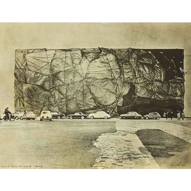 Public Building'S Packaging is an original photo-offset realized by Christo in 1974. Hand-signed and numbered, edition...