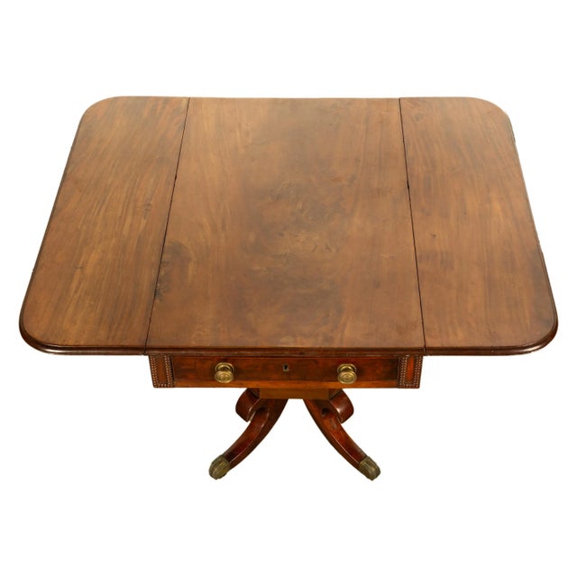 Antique Regency Mahogany Drop Leaf Twin Drawer Pembroke or Library Table 1810 For Sale - Image 14 of 18