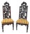 Pair of High Back 49" Side Chairs in Black Walnut Heavily Carved Black Forest Rococo Renaissance Revival For Sale