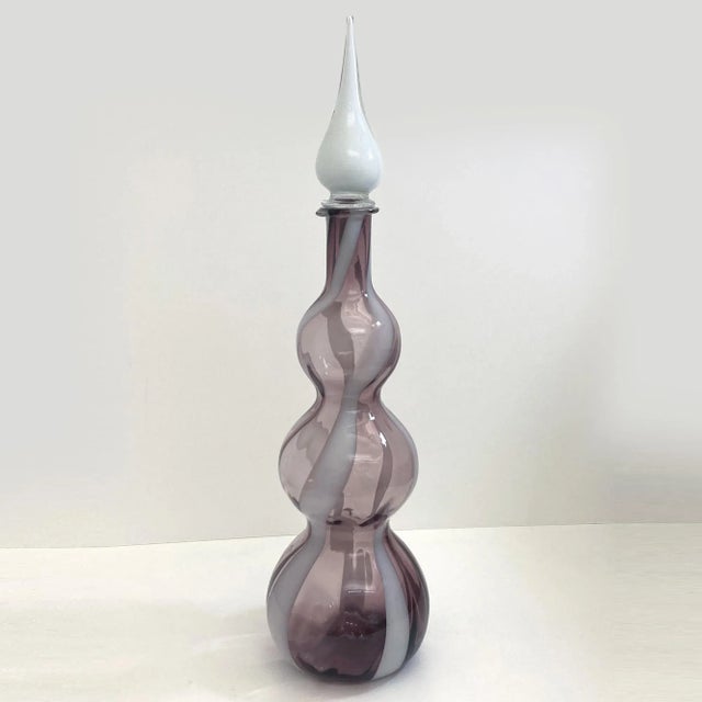Vintage All Rose Murano, Amethyst and White Decanter For Sale - Image 9 of 9