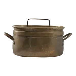 Antique Belgian Brass Cooking Pot with Lid