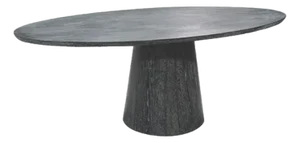 Matthew Izzo Home Jefferson Oval Black Cerused Oak Dining Table on Pedestal Base