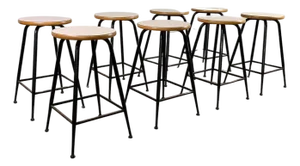 Vintage Stools in Metal, Wood and Formica, Italy, 1960s, Set of 8