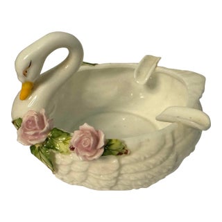 1960s Vintage Bone China Swan Ashtray For Sale