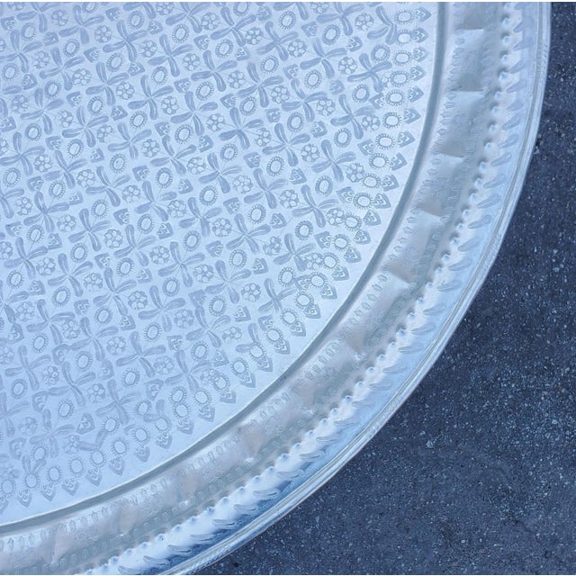 One of a kind Moroccan Metal tray table, ideal as a coffee table or a side table. Very exotic. Round shape and an amazing...