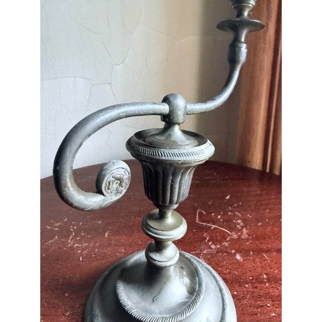 Early 20th Century Early 20th Century Asymtetrical Pewter Candlestick Holder For Sale - Image 5 of 13