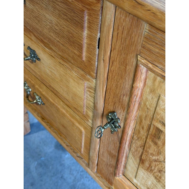 1970s In Style of Henning Kjærnulf Solid Oak Three-Drawer Sideboard Danish Mid-Century Modern 1970s For Sale - Image 5 of 9