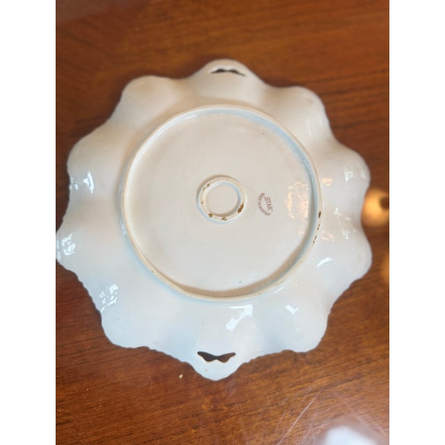 Antique Porcelain Cake Plate Floral Molded For Sale In San Diego - Image 6 of 12