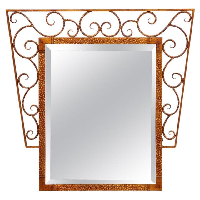 Art Deco Wrought Iron Wall Mirror, Belgium, 1930 For Sale - Image 9 of 9