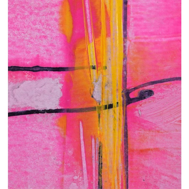 This lively original abstract painting on hand-cut parchment brings a pop of life to any room. The painting is 16X20”...