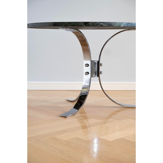 Vintage Coffee Table with Green Marble Top and Chrome Base, 1970s For Sale - Image 4 of 7