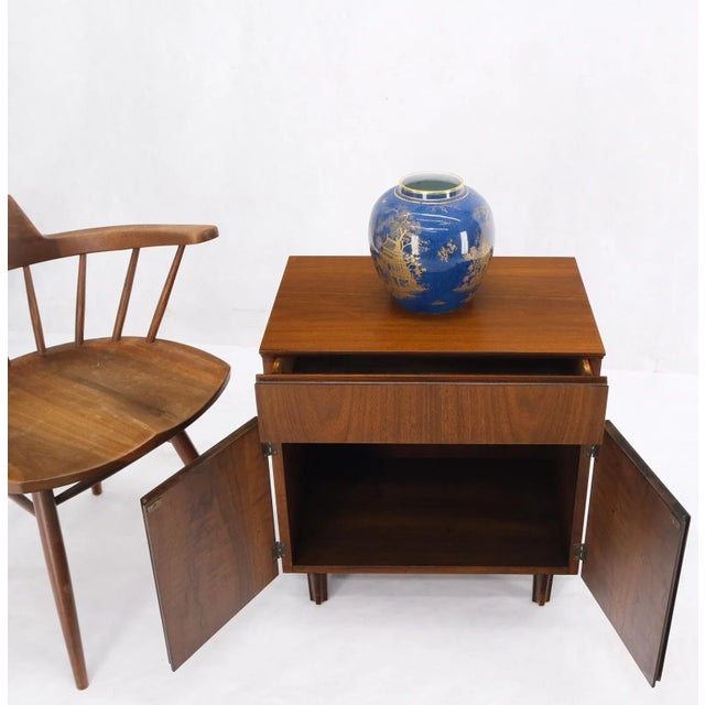 Walnut Two Doors Bottom Compartment One Drawer End Table Night Stand For Sale - Image 10 of 13