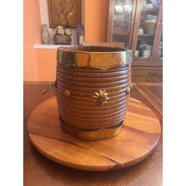 Asian Antique Antique South Indian Wood and Brass Rice Bucket Container, 19th Century For Sale - Image 3 of 12
