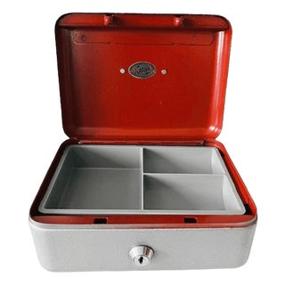 Mid-Century Grey Steel Cash Box Safe from Fortuna, 1950s For Sale