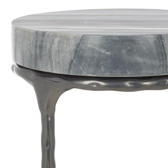 Spritely Home Castiel Hammered Side Table in Grey Marble For Sale - Image 4 of 8