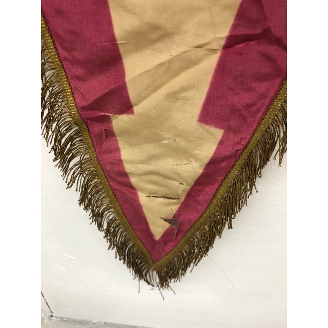 Antique French Hand-Decorated Silk Wall Flag For Sale - Image 10 of 12
