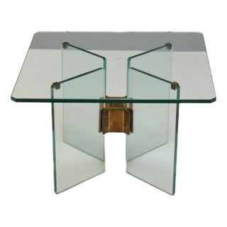 Vintage Coffee Table in Glass and Brass by Peter Ghyczy, 1970s For Sale