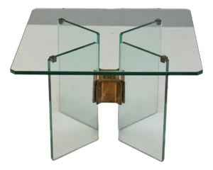 Vintage Coffee Table in Glass and Brass by Peter Ghyczy, 1970s