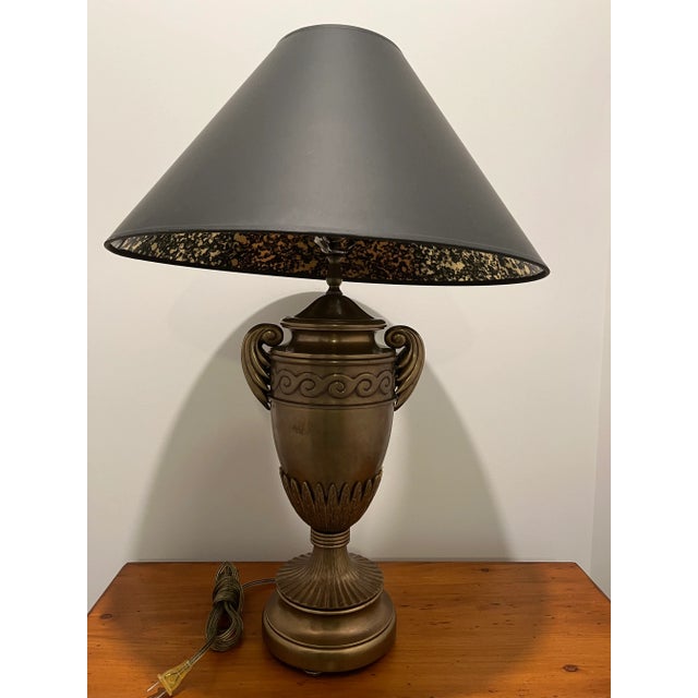 Bronze 2000s Chapman Bronze Table Lamp With Black Shade For Sale - Image 8 of 8