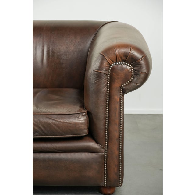 Chesterfield Sofa and Chair in Cowhide Leather, Set of 2 For Sale - Image 13 of 18