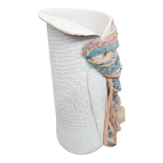Mixed Media Pottery N' Fiber Vase by EMFrisch ~ Eileen & Mark Frisch, Florida, C1990s For Sale