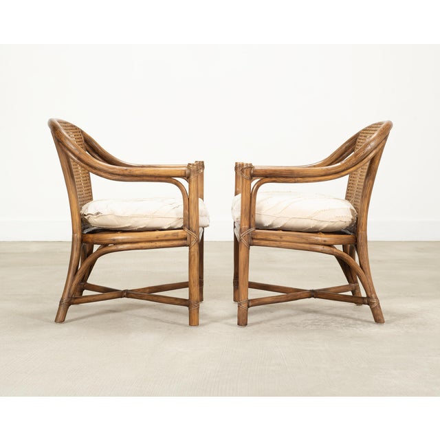Brown Pair of McGuire Organic Modern Rattan and Cane Armchairs For Sale - Image 8 of 18