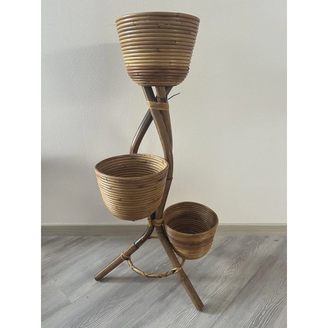 Rattan and Bamboo Vase, 1970s For Sale - Image 6 of 6