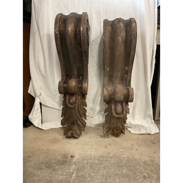 Pair of Antique Wooden Corbels With Acanthus Leaf and Scroll Motif. For Sale - Image 11 of 11