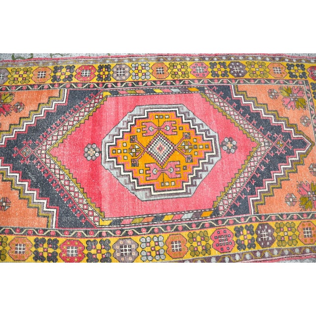 Bright Pink 1960s Hand Woven Traditional Saloon Decor Vintage Rug For Sale - Image 8 of 11