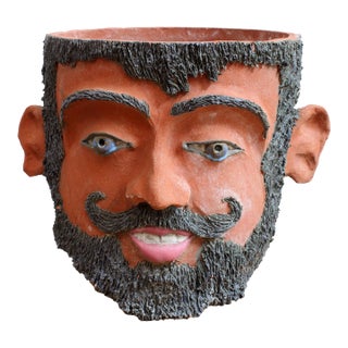 Vintage Planter- Studio Pottery Head For Sale