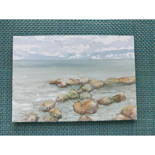 Nancy Smith Signed Original Watercolor Seascape "The View From Beer Can Alley" For Sale - Image 4 of 4