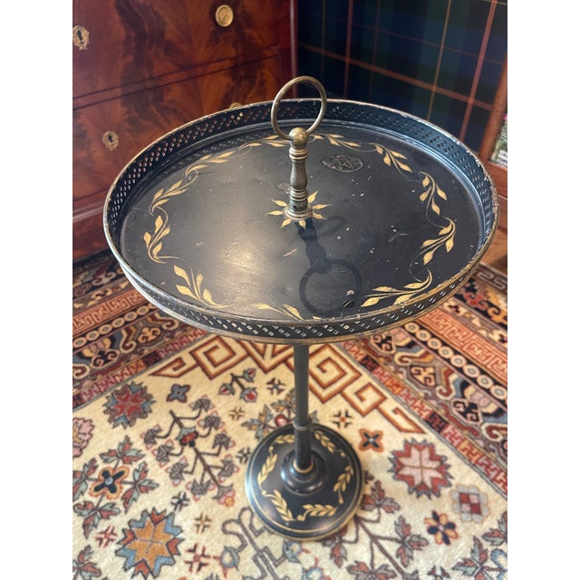 Art Deco Charming Vintage, Weighted Metal Painted Butler’s Caddy/Cocktail Tray For Sale - Image 3 of 9