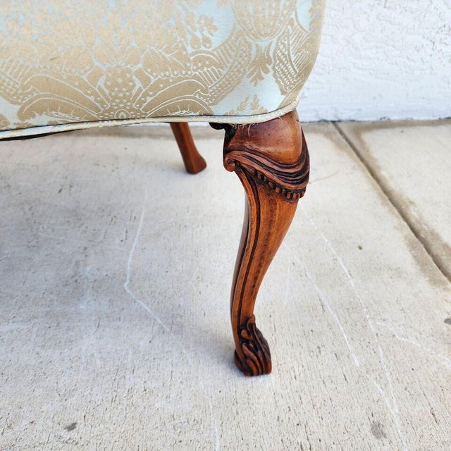 Wood Grosfeld House French Wingback Armchair For Sale - Image 7 of 12