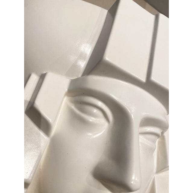 Ivory Art Deco Egyptian Pharaoh Face Sconce by Saint Clément Ceramic, France, 1960s, Set of 2 For Sale - Image 8 of 15