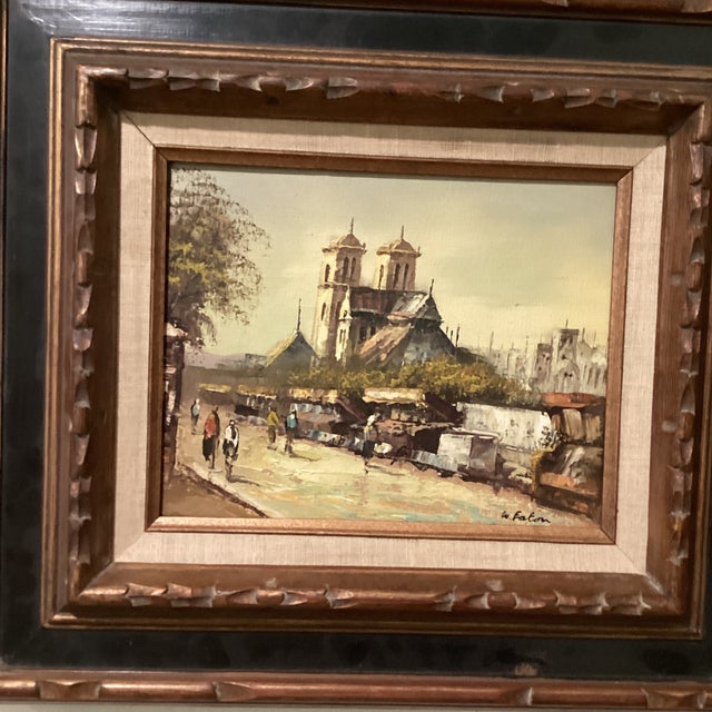 This product is an original oil painting on canvas depicting a scene of the Paris city landscape, signed by the artist....