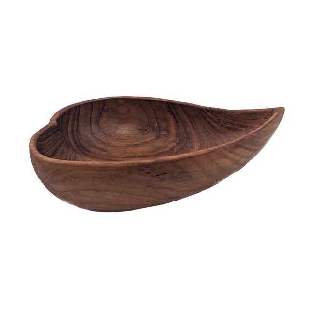 Mid-Century Modern Mid 20th Century Teak Wood Leaf-Shaped Trinket Bowl For Sale - Image 3 of 10