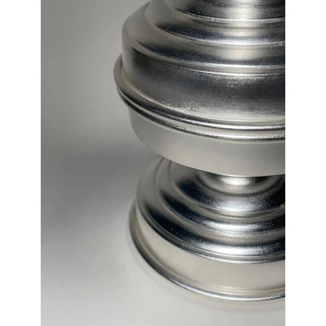 Contemporary Rl 05 Maxi Candleholder in Silver Plated Brushed Brass by Caspal For Sale - Image 3 of 7