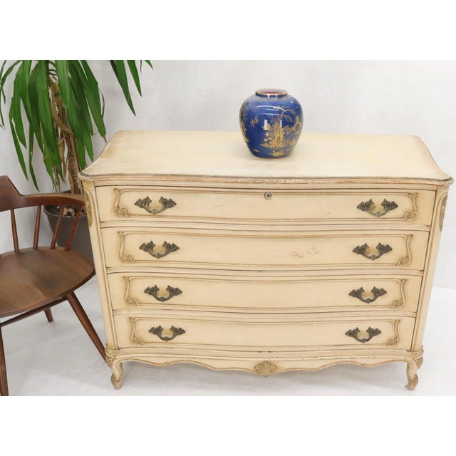 Shabby Chic Gold Decorated Off White Painted French Provincial Dresser For Sale - Image 6 of 13