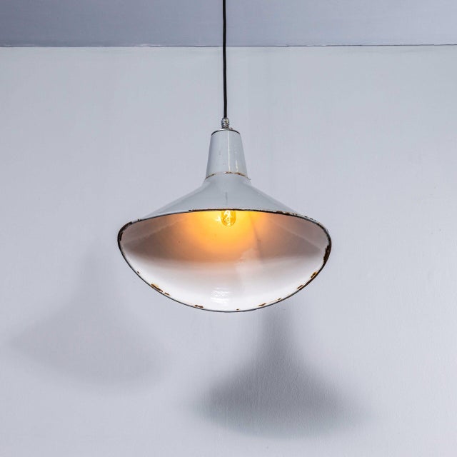 Industrial Grey Benjamin Crysteel Enamelled Parabolic Lamps, 1950s, Set of 2 For Sale - Image 15 of 15