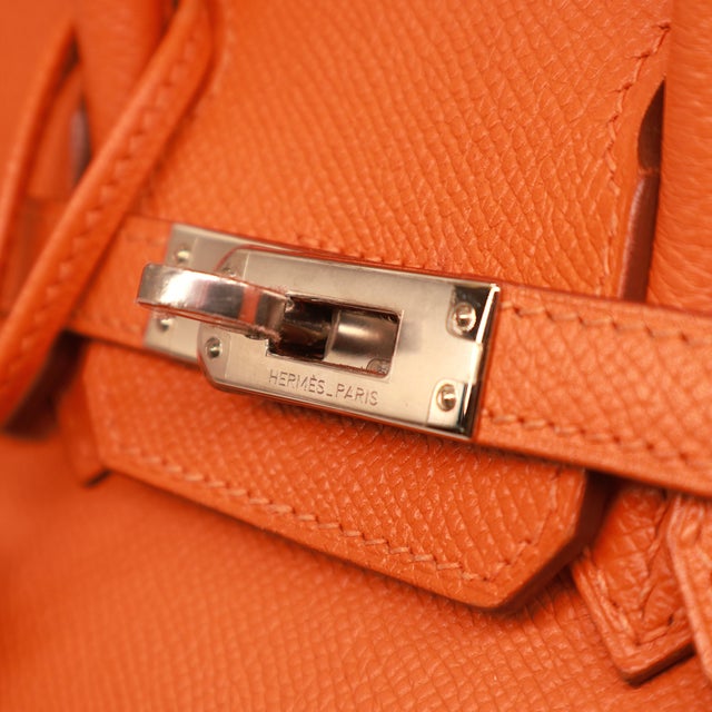 Hermès "Orange H" Epsom Leather 25cm Birkin Bag With Palladium Hardware, 2007. For Sale - Image 9 of 14