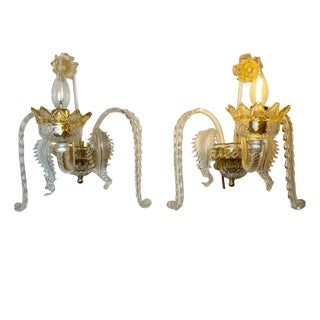 Murano Sconces in the style of Barovier & Toso, 1980s, Set of 2 For Sale