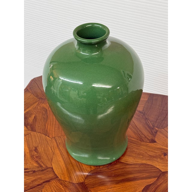 Late 20th Century Antique Replica Chinese Green Crackle-Glaze Meiping Vase For Sale - Image 5 of 12