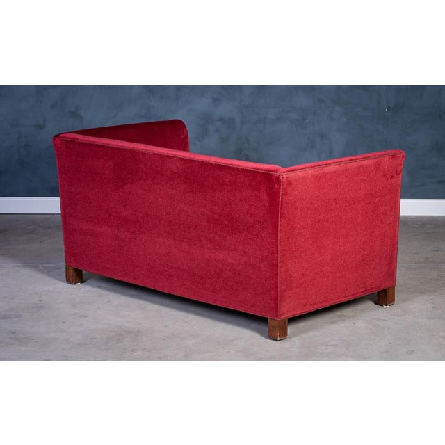 Vintage Red Velvet Sofa, 1950s For Sale - Image 6 of 7