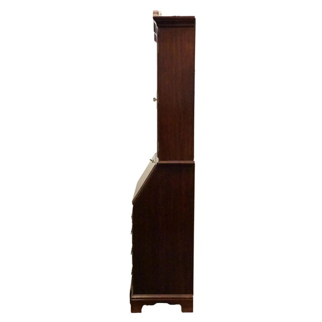 High End Vintage Solid Cherry Traditional Style 34" Secretary Desk W. Double Bonnet Display Hutch For Sale - Image 13 of 13