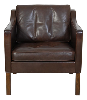 2321 Lounge Chair in Brown Leather by Børge Mogensen, 1980s