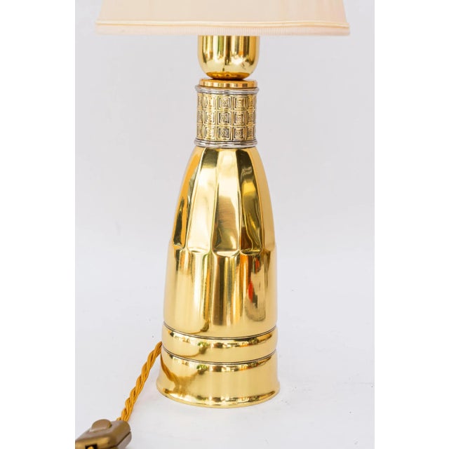 1920s Art Deco Table Lamp with Fabric Shade, Vienna, Austria, 1920s For Sale - Image 5 of 13