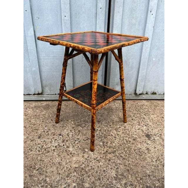 Mid 20th Century Vintage Bamboo Board Top Game Table For Sale - Image 9 of 9