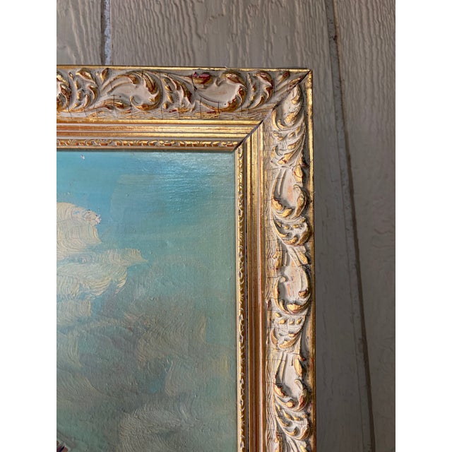 Paint Mid-Century Mediterranean Impressionist Framed Landscape Painting Signed Rino For Sale - Image 7 of 12