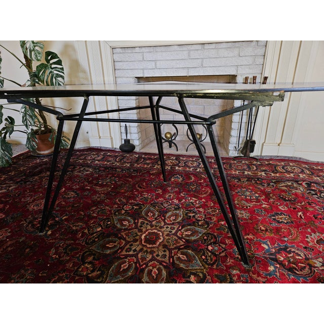 Mid-Century Modern MCM Rare Santorini Wrought Iron Tripod Table With Original Melamine Top For Sale - Image 3 of 8