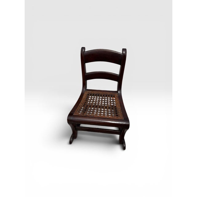 American Antique Child’s Cane Seating Rocking Chair, Circa 1900 For Sale - Image 3 of 11
